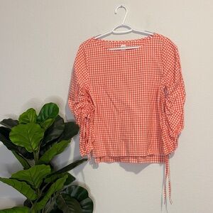 NWT Salmon Pink and white gingham Checkered Women's Top M